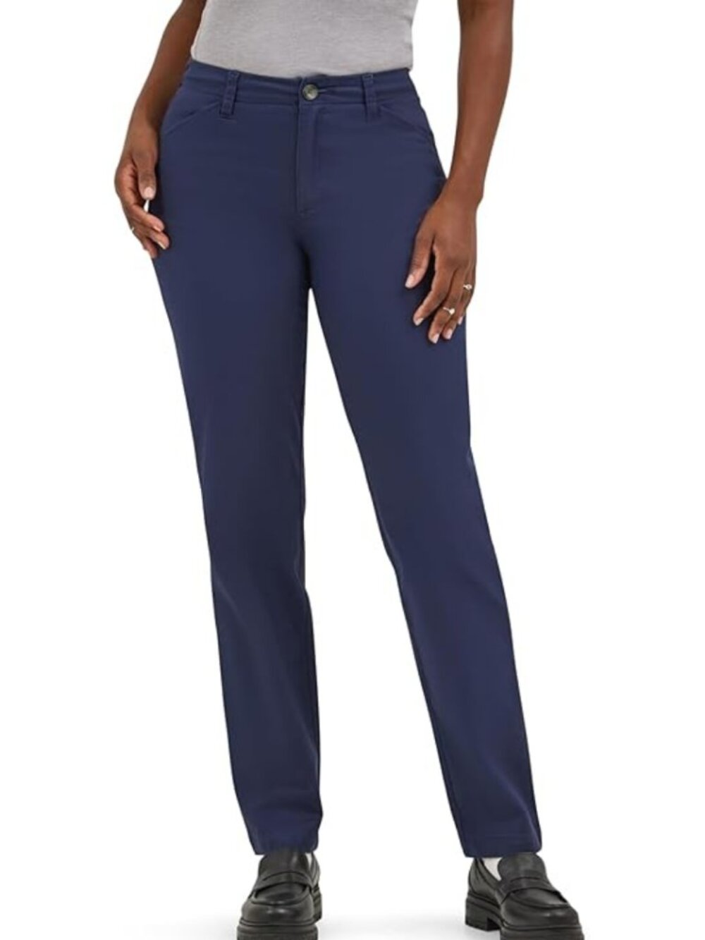 LEE Womens Legendary Career Work Chino Pants Plus Size 16S Navy Blue 37x27.5 NEW